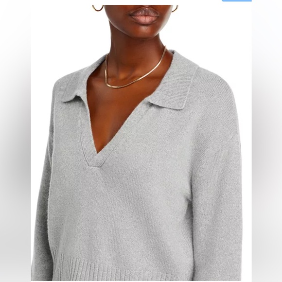 PAIGE MAXIE CASHMERE GREY POLO SWEATER SIZE MED. EXC COND. - Picture 2 of 7